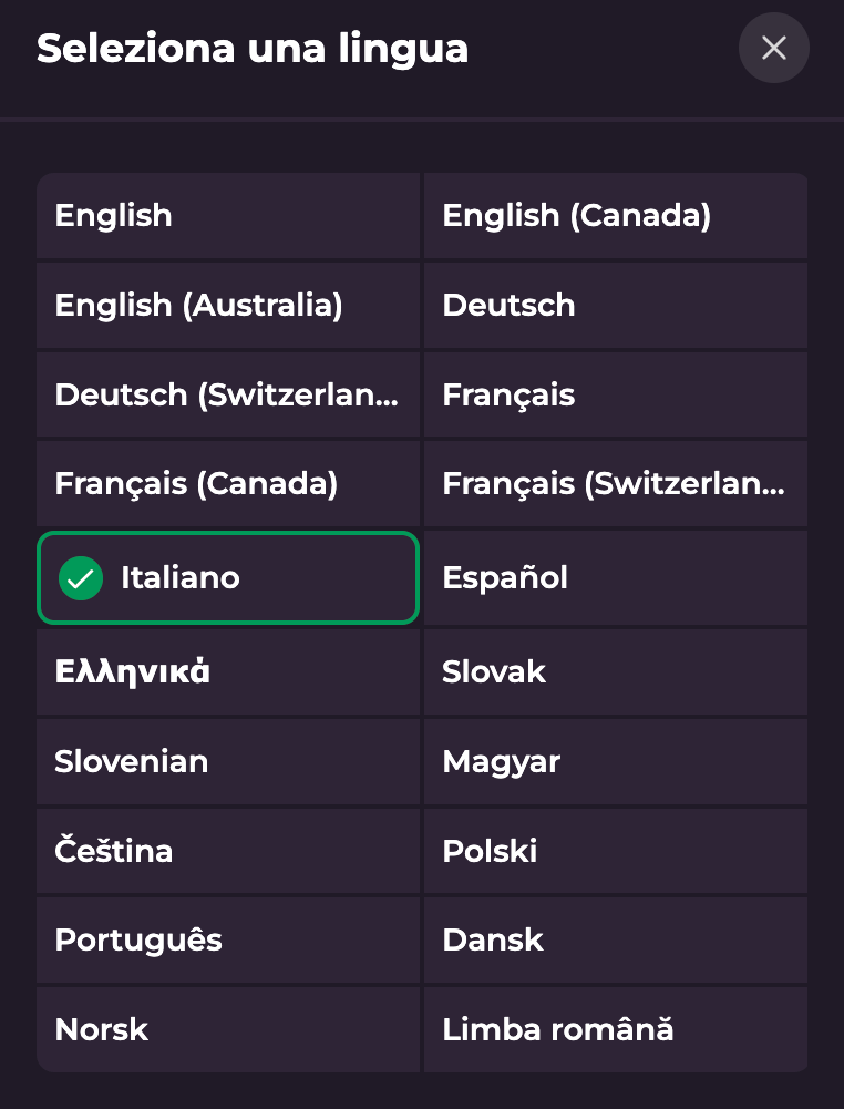 Seleziona una lingua
