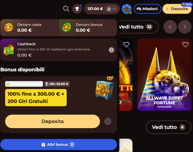 Altri bonus Vincispin