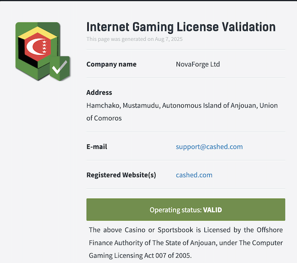 Gamin Licence Cashed Casinò