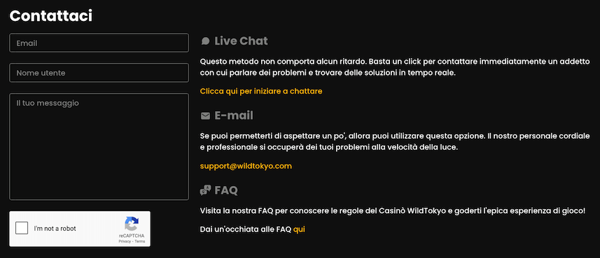 Contattaci Wild Tokyo