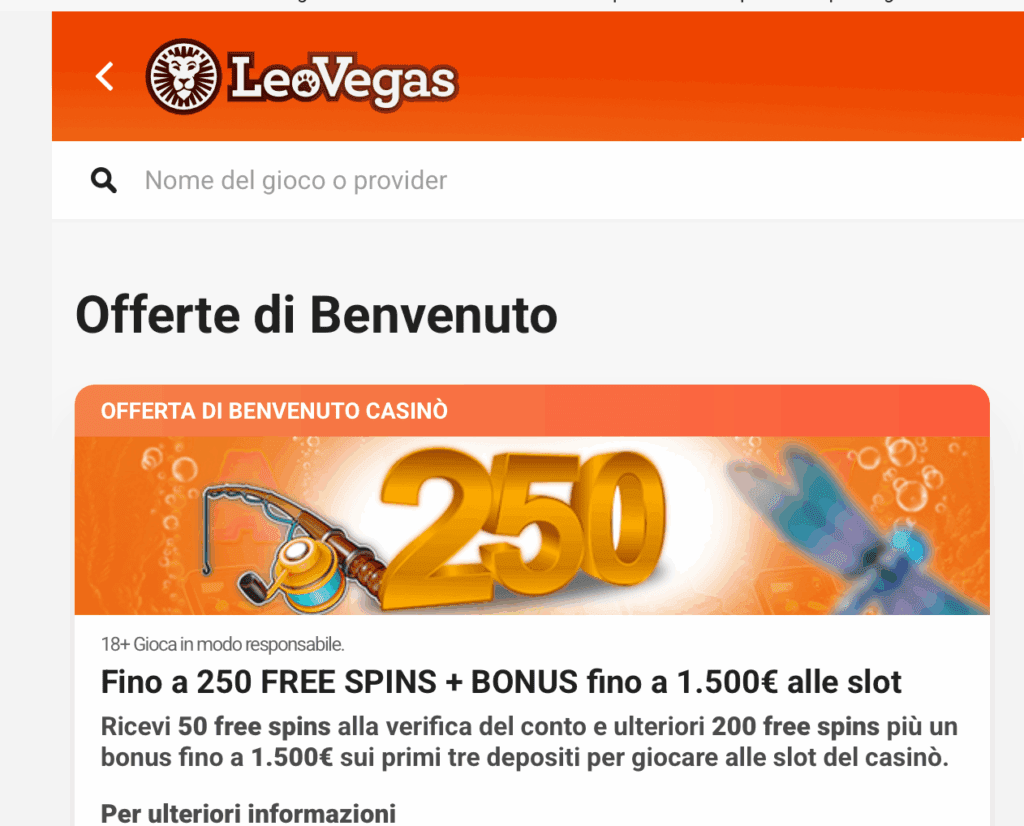 Bonus LeoVegas (AAMS/ADM)